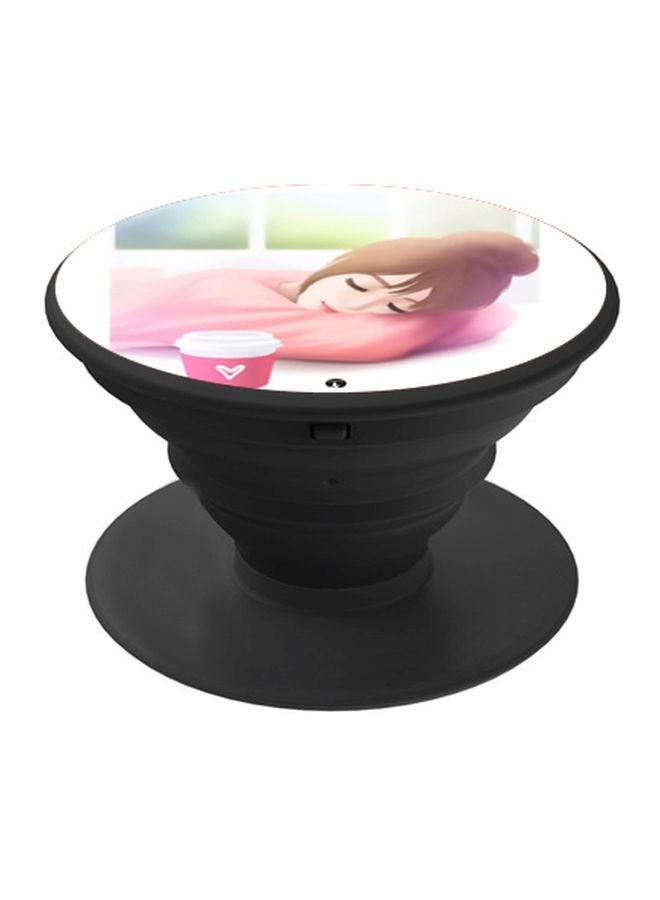 BP Catroon Girl Printed Pop Socket Phone Holder Pink/White/Black - Image 1