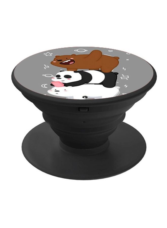BP Cartoon Panda Printed Pop Socket Phone Holder Grey/Brown/Black - Image 1