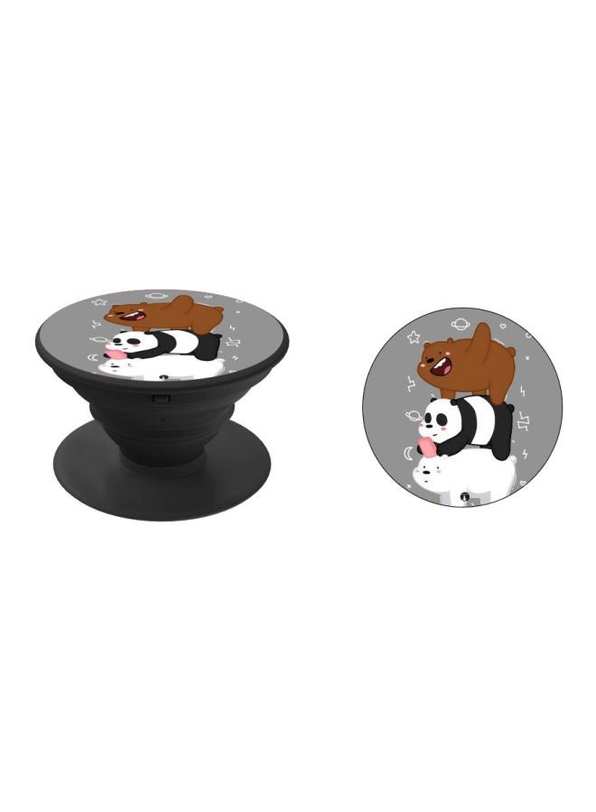 BP Cartoon Panda Printed Pop Socket Phone Holder Grey/Brown/Black - Image 2