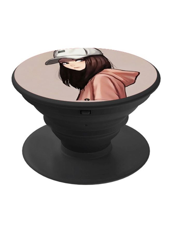 بي بي حامل هاتف على شكل مقبض أصابع منبثق بطبعة رسومات كرتونية بيج/بني/أحمر - Image 1