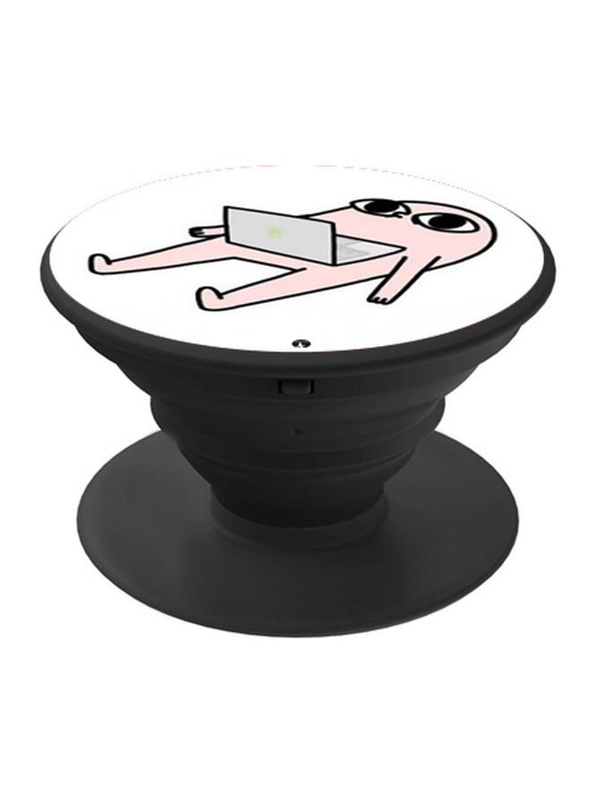 بي بي حامل هاتف على شكل مقبض أصابع منبثق بطبعة رسومات كرتونية وردي / أبيض / أسود - Image 1