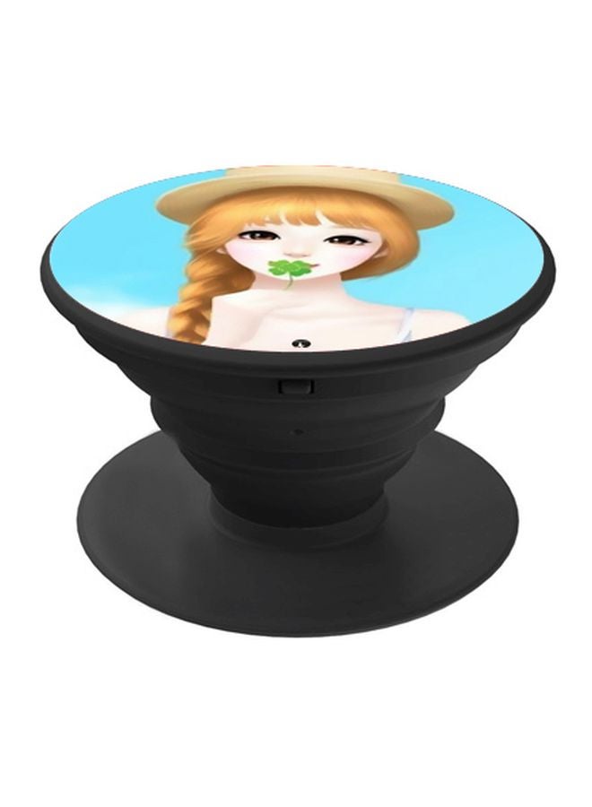 BP Anime Girl Printed Pop Socket Phone Holder Blue/Beige/Black - Image 1