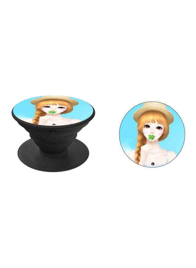 BP Anime Girl Printed Pop Socket Phone Holder Blue/Beige/Black - Image 2