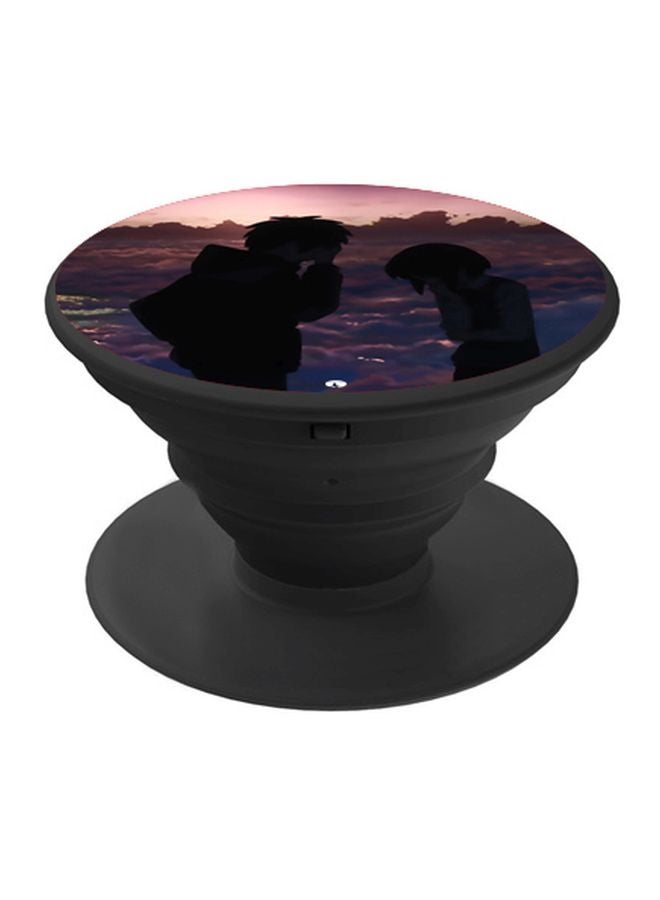 BP Animated Couple Printed Pop Socket Phone Holder Pink/Purple/Black - Image 1