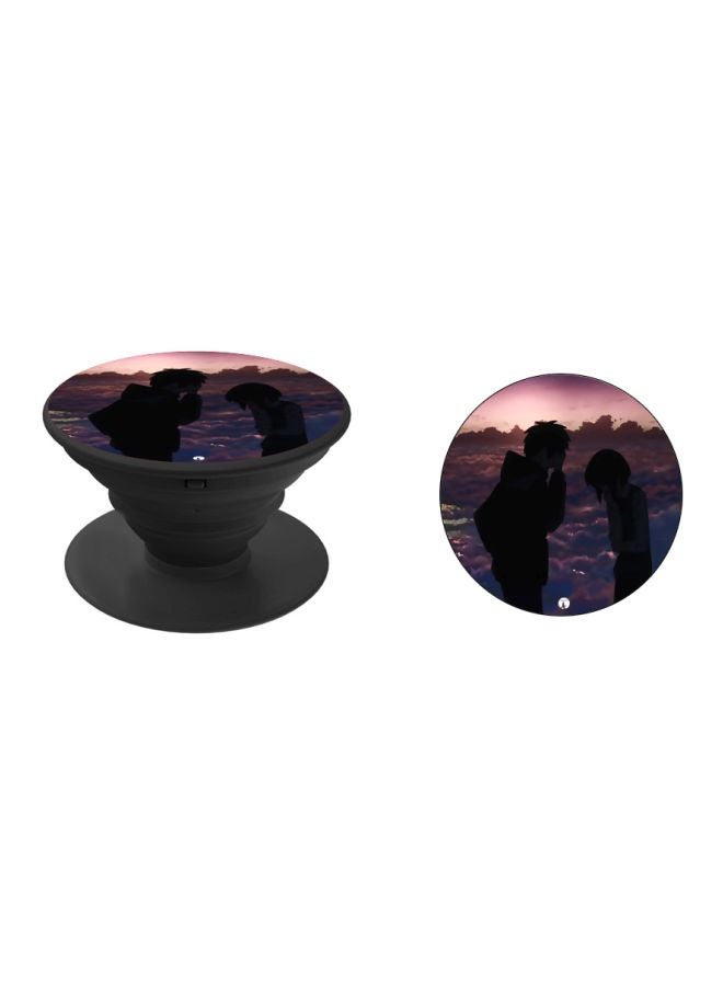 BP Animated Couple Printed Pop Socket Phone Holder Pink/Purple/Black - Image 2