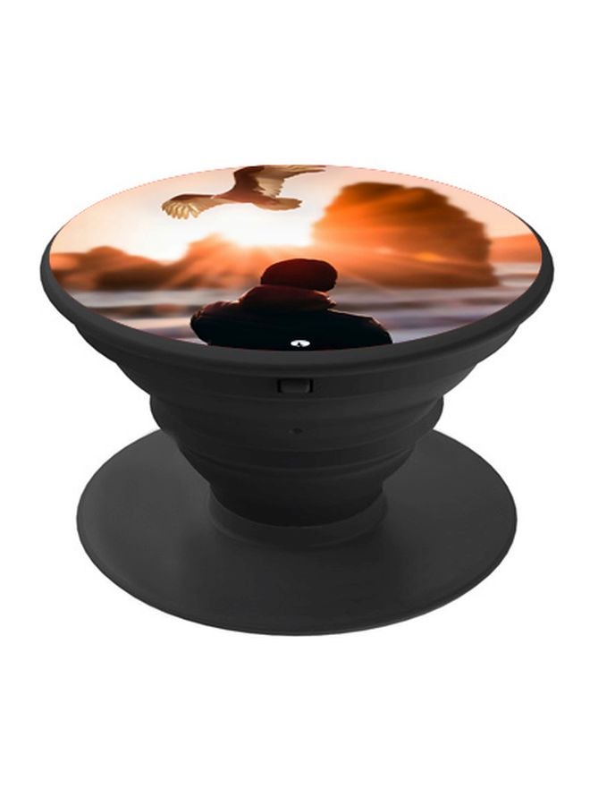 BP Bird Printed Pop Socket Phone Holder White/Orange/Black - Image 1