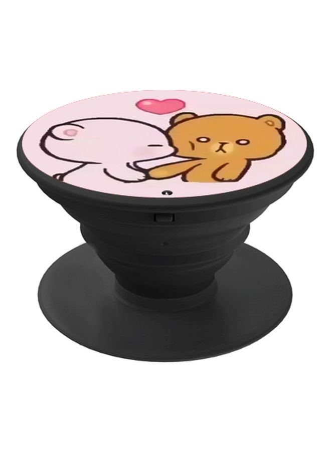 BP Teddy Bear Printed Pop Socket Phone Holder Black/Pink/Brown - Image 1