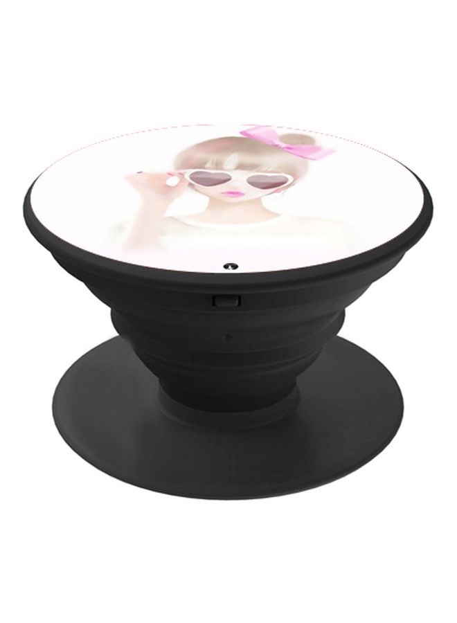 بي بي حامل هاتف على شكل مقبض أصابع منبثق بطبعة رسومات كرتونية أسود/ وردي/ أبيض - Image 1