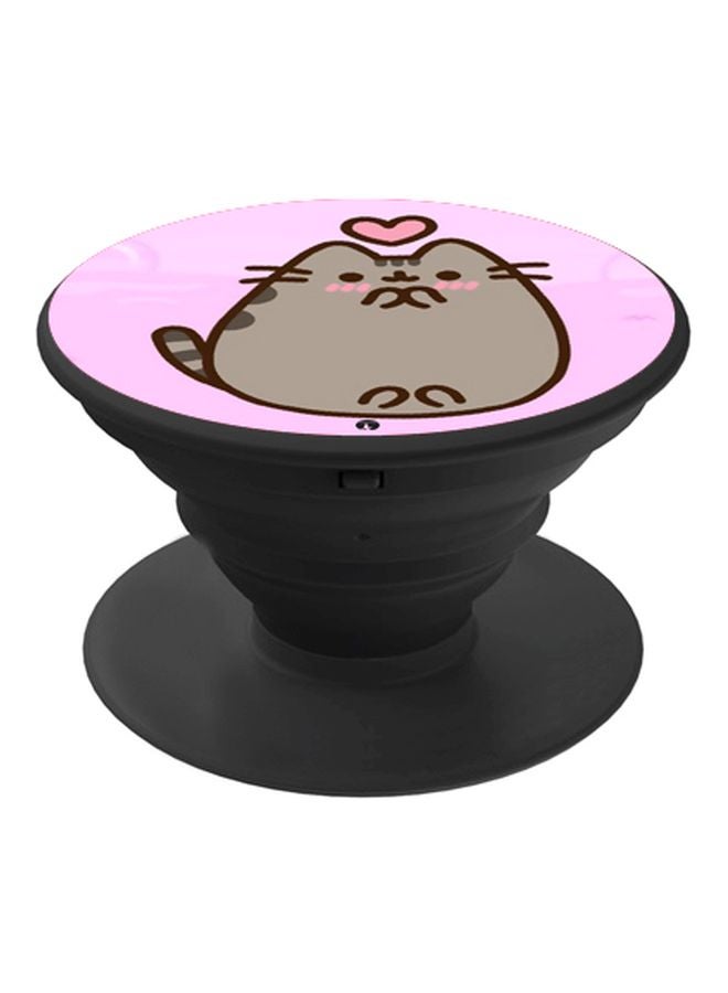 بي بي حامل هاتف على شكل مقبض أصابع منبثق بطبعة رسومات كرتونية أسود/وردي/رمادي - Image 1