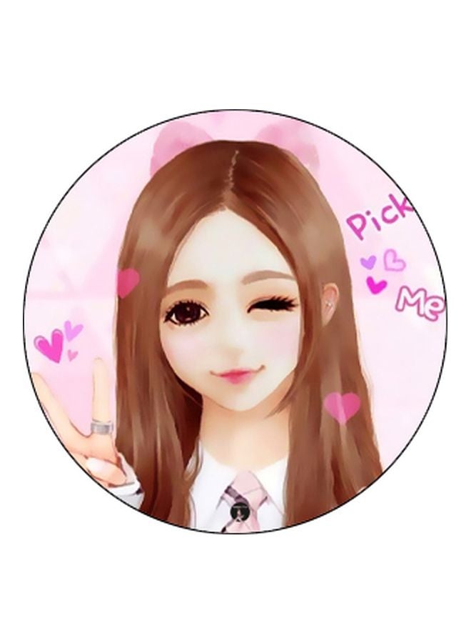 BP Anime Printed Mobile Pop Socket Phone Holder Black/Pink/Brown - Image 2