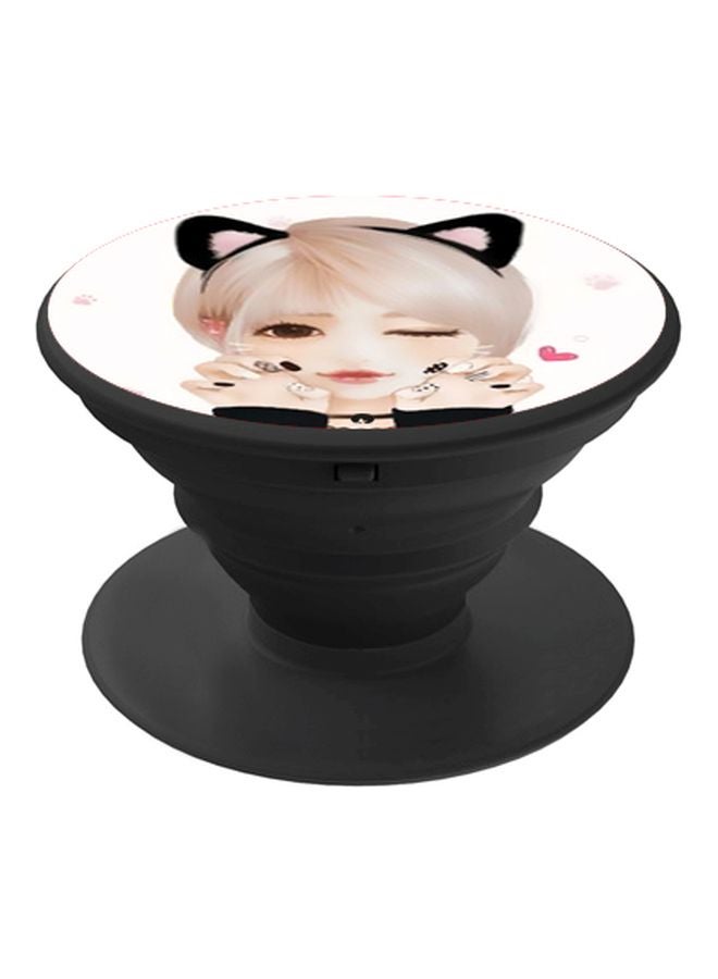 BP Cartoon Printed Pop Socket Phone Holder Black/Pink/White - Image 1