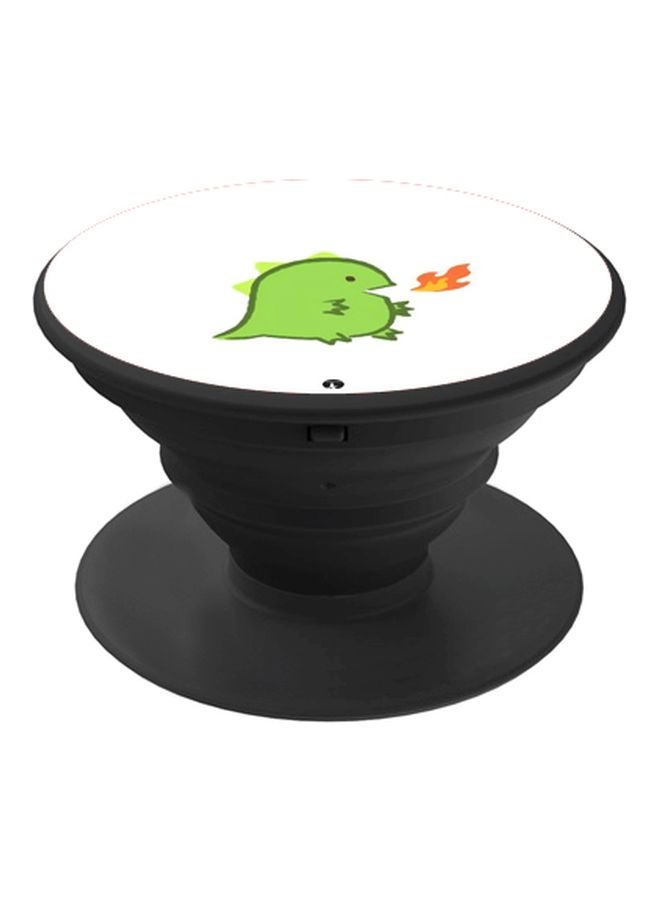 BP Cartoon Dinosaur Printed Mobile Pop Socket Phone Holder Black/White/Green - Image 1