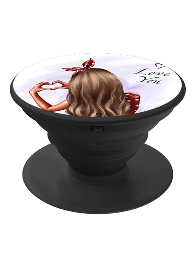 BP I Love You Printed Pop Socket Phone Holder Black/Red/Beige - Image 1