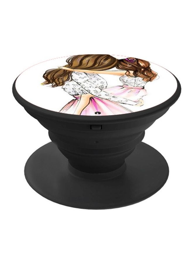 BP Printed Pop Socket Phone Holder Black/White/Brown - Image 1