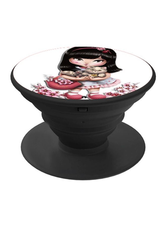 BP Printed Pop Socket Phone Holder Black/White/Pink - Image 1