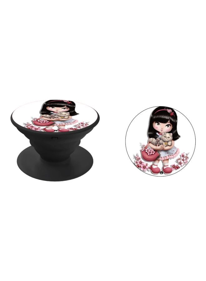 BP Printed Pop Socket Phone Holder Black/White/Pink - Image 2