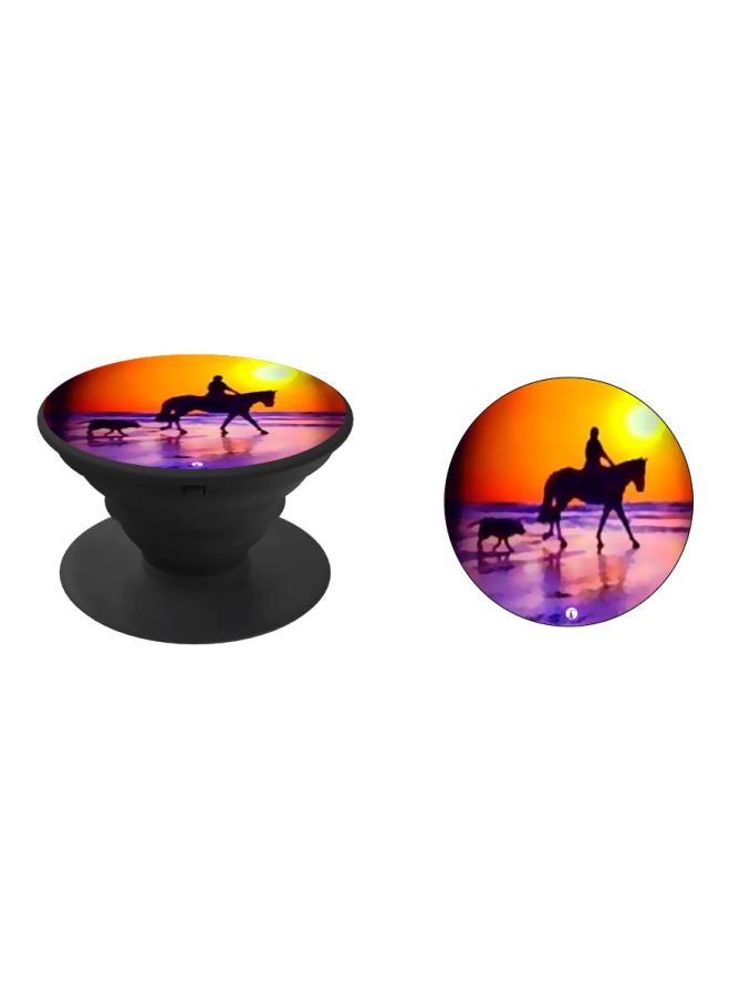 بي بي حامل هاتف بوب سوكيت مطبوع بتصميم شروق الشمس على الشاطئ وردي/برتقالي/أسود - Image 2