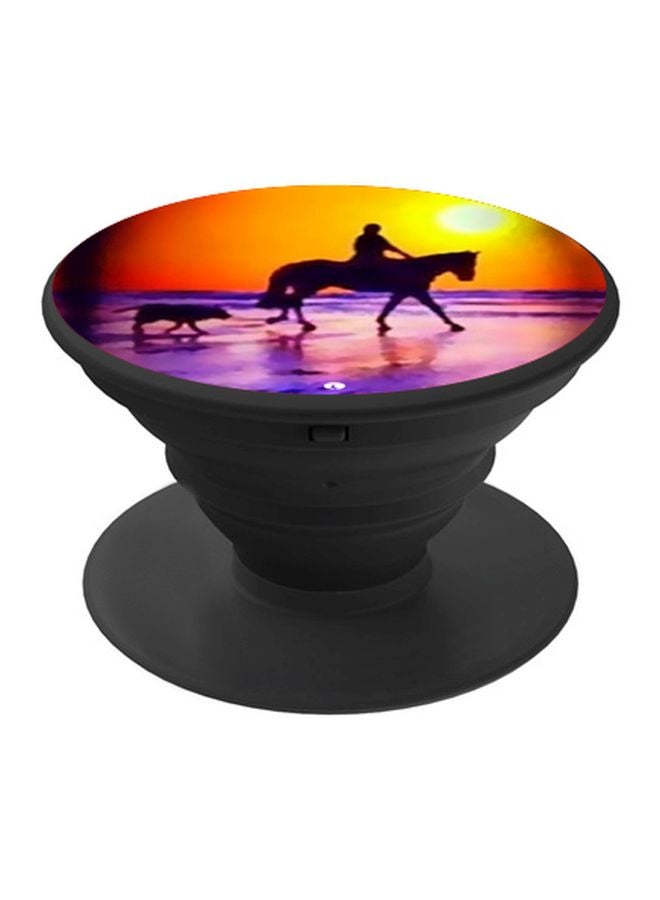 بي بي حامل هاتف بوب سوكيت مطبوع بتصميم شروق الشمس على الشاطئ وردي/برتقالي/أسود - Image 1