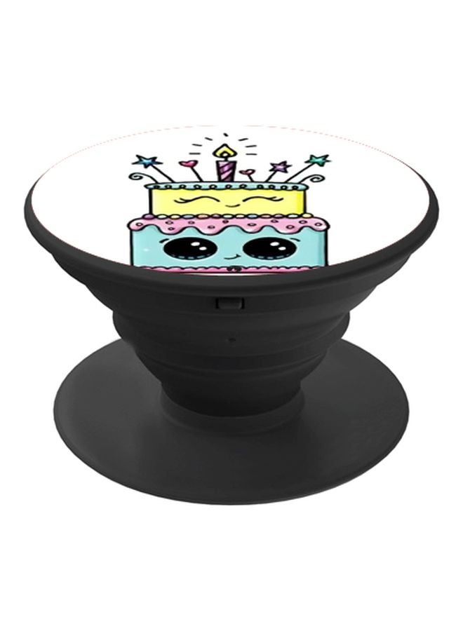 BP Cartoon Cake Printed Pop Socket Phone Holder White/Blue/Black - Image 1