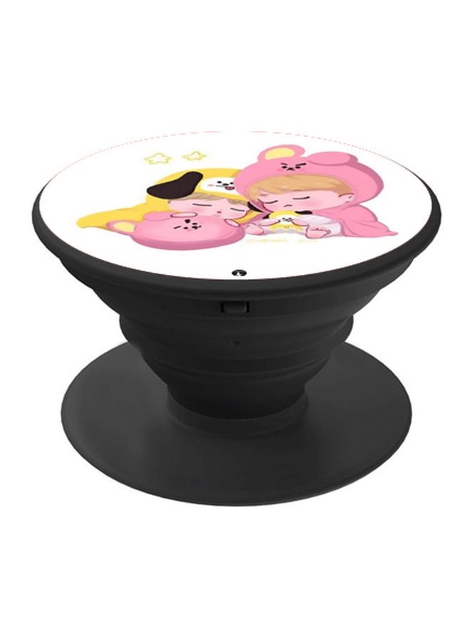 BP Cartoon Printed Pop Socket Phone Holder White/Pink/Black - Image 1