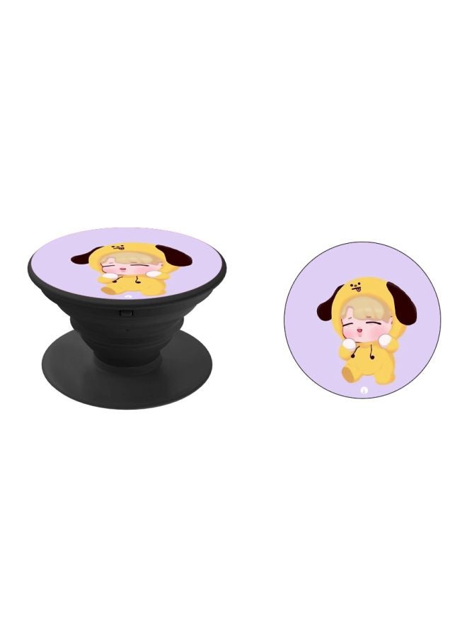 BP Cartoon Girl Printed Pop Socket Phone Holder Purple/Yellow/Black - Image 2