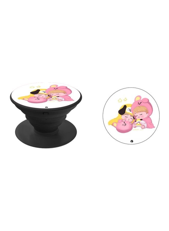 BP Cartoon Printed Pop Socket Phone Holder White/Pink/Black - Image 2