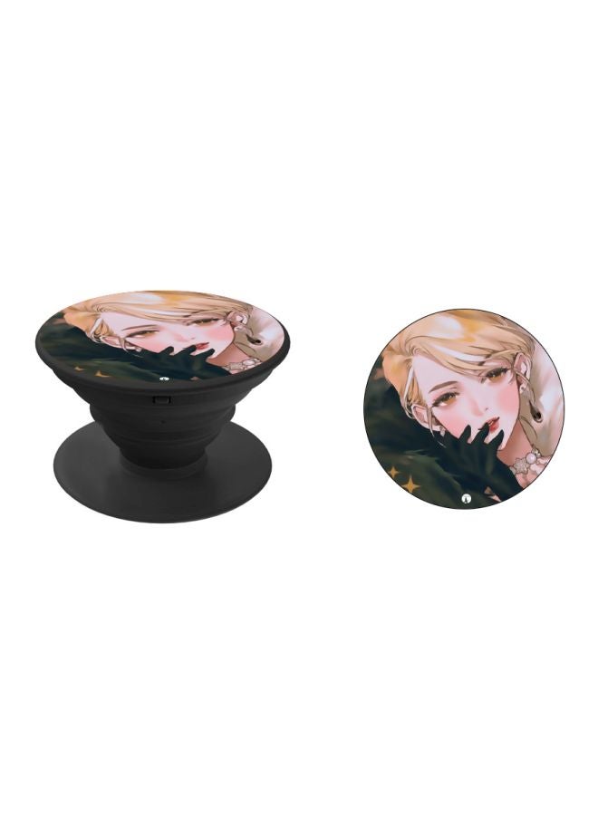 BP Cartoon Printed Pop Socket Phone Holder Beige/Black - Image 2