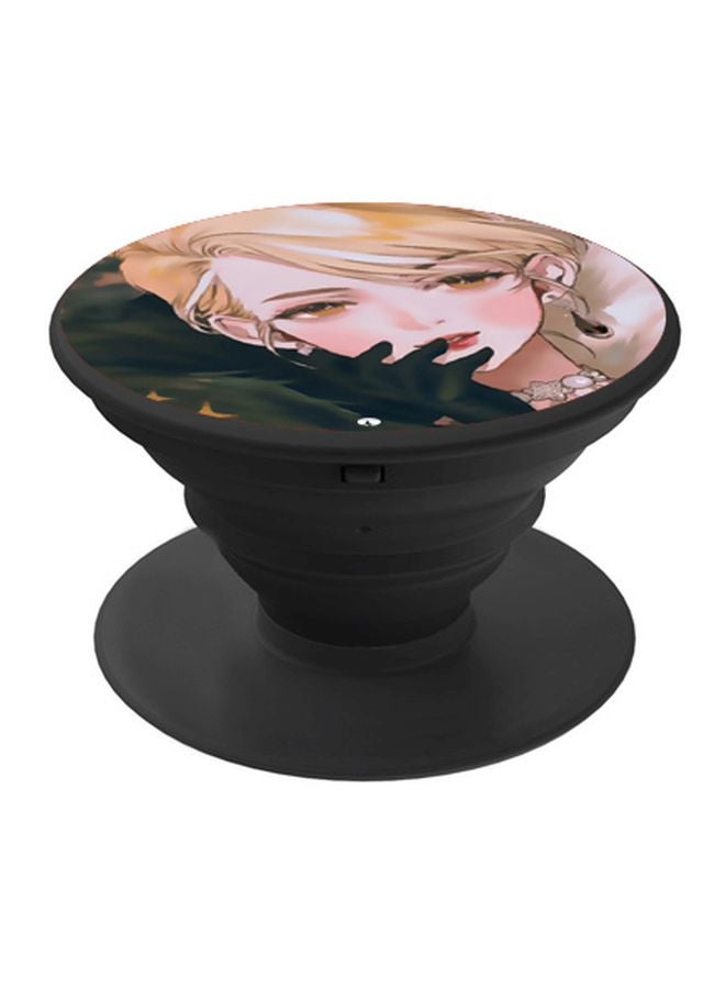 BP Cartoon Printed Pop Socket Phone Holder Beige/Black - Image 1