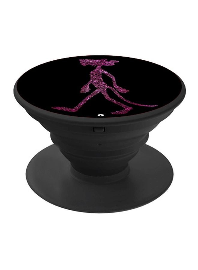 بي بي حامل هاتف على شكل مقبض أصابع منبثق بطبعة رسومات كرتونية أسود/بنفسجي - Image 1