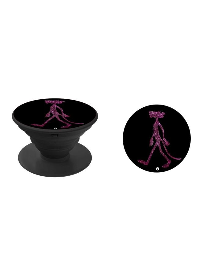 بي بي حامل هاتف على شكل مقبض أصابع منبثق بطبعة رسومات كرتونية أسود/بنفسجي - Image 2