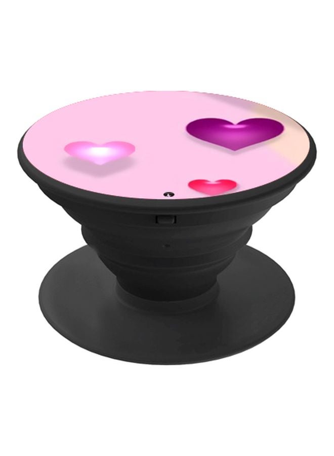 BP Heart Printed Pop Socket Phone Holder Black/Pink/Purple - Image 1
