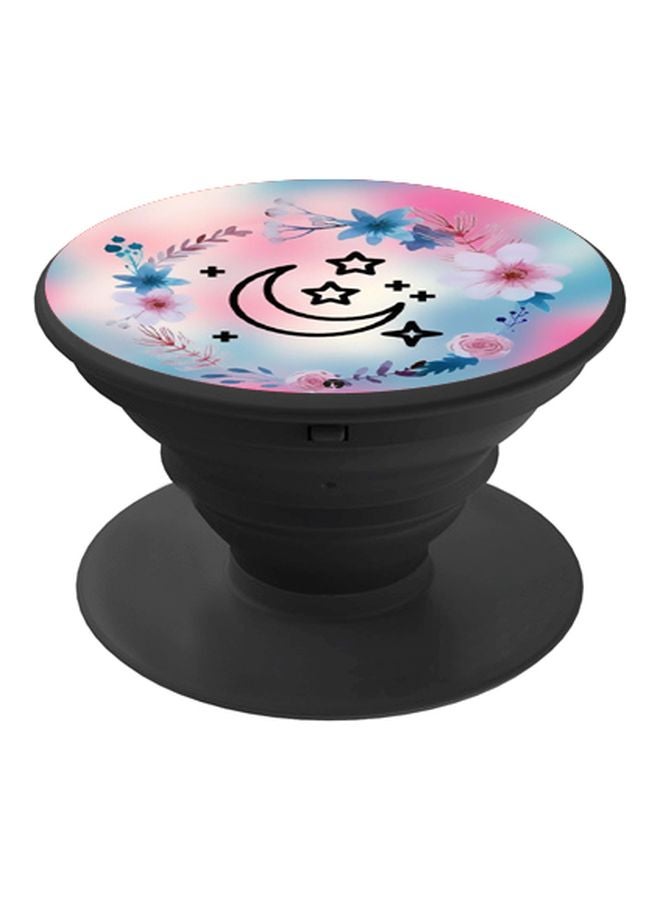 BP Flower Printed Pop Socket Phone Holder Black/Pink/Blue - Image 1