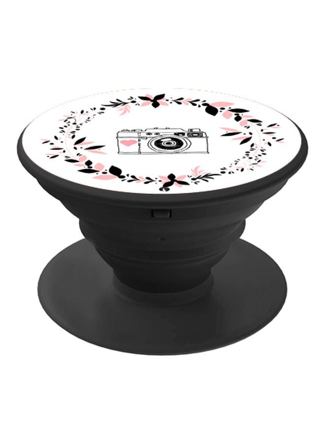 BP Camera Printed Pop Socket Phone Holder Black/White/Pink - Image 1