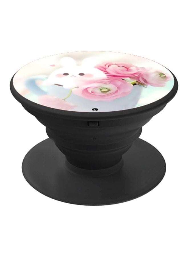 BP Floral Printed Pop Socket Phone Holder Black/White/Pink - Image 1
