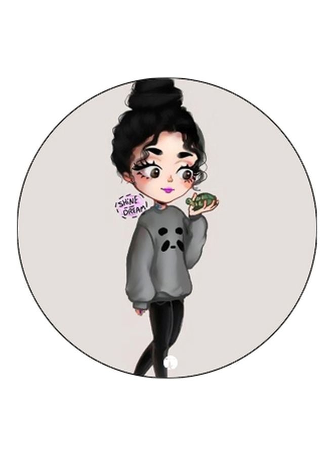 بي بي حامل هاتف بوب سوكيت بطبعة رسم أنمي أسود/رمادي/بيج - Image 2