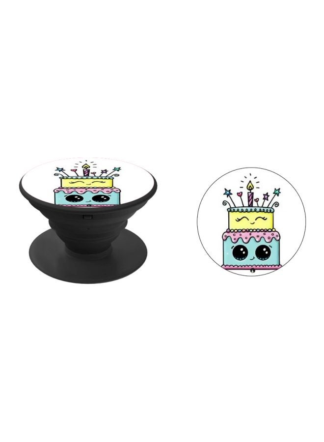 BP Cartoon Cake Printed Pop Socket Phone Holder White/Blue/Black - Image 2