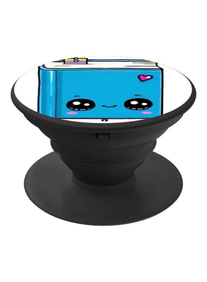 BP Cartoon Book Printed Pop Socket Phone Holder Blue/White/Black - Image 1