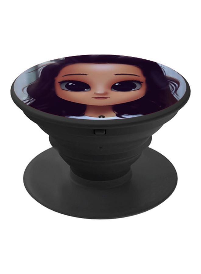 بي بي حامل هاتف بوب سوكيت بطبعة فتاة كرتونية بيج/أبيض/ أسود - Image 1