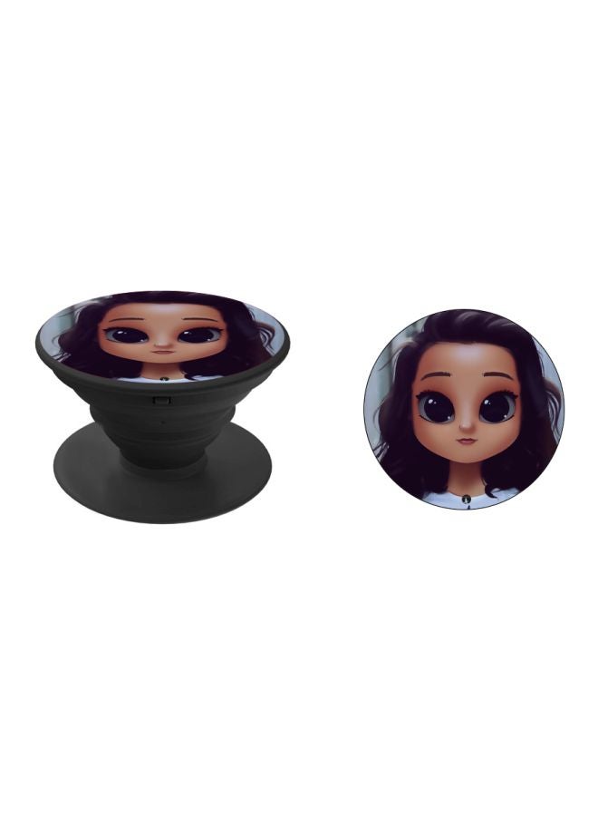 بي بي حامل هاتف بوب سوكيت بطبعة فتاة كرتونية بيج/أبيض/ أسود - Image 2