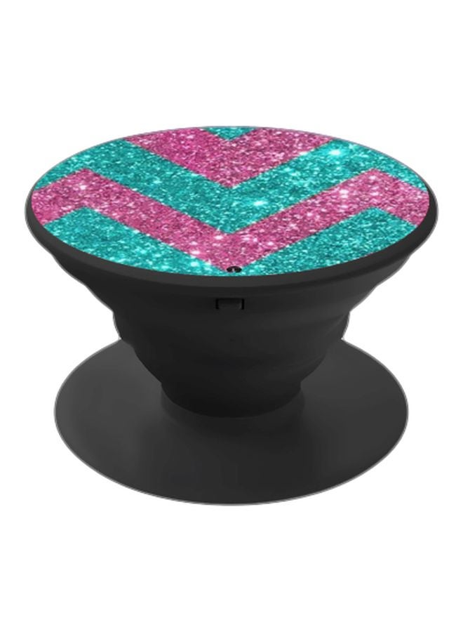 بي بي حامل بوب سوكيت للموبيل مطبوع بخطوط متعرجة لامعة وردي/ أزرق/ أسود - Image 1