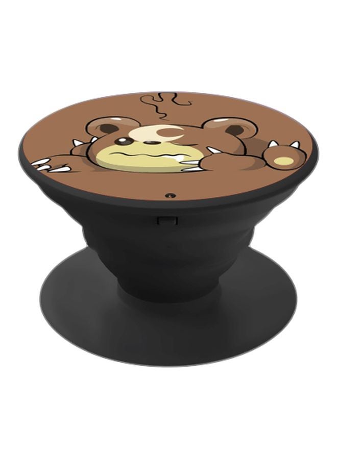 BP Cartoon Bear Printed Pop Socket Phone Holder Brown/Beige/Black - Image 1