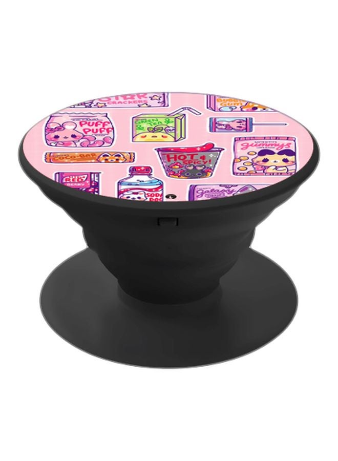 BP Treats Graphics Printed Pop Socket Phone Holder Pink/Black - Image 1