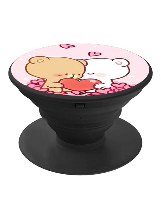 BP Cartoon Printed Pop Socket Phone Holder Pink/Brown/Black - Image 1