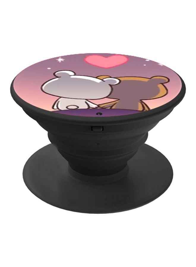 بي بي حامل هاتف على شكل مقبض أصابع منبثق بطبعة رسومات كرتونية رمادي/أرجواني/أسود - Image 1