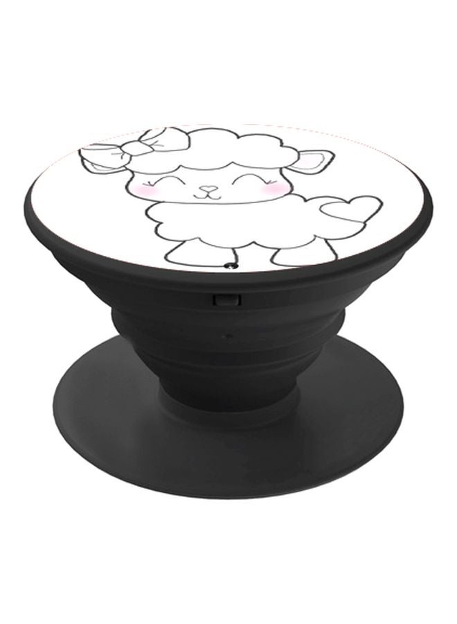 BP Cartoon Sheep Printed Pop Socket Phone Holder White/Black/Pink - Image 1