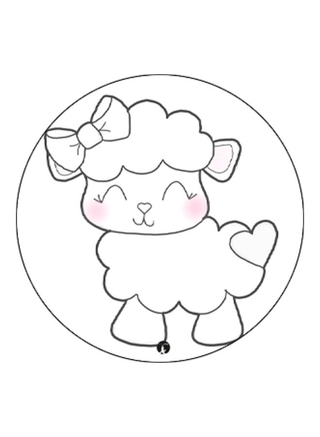 BP Cartoon Sheep Printed Pop Socket Phone Holder White/Black/Pink - Image 2