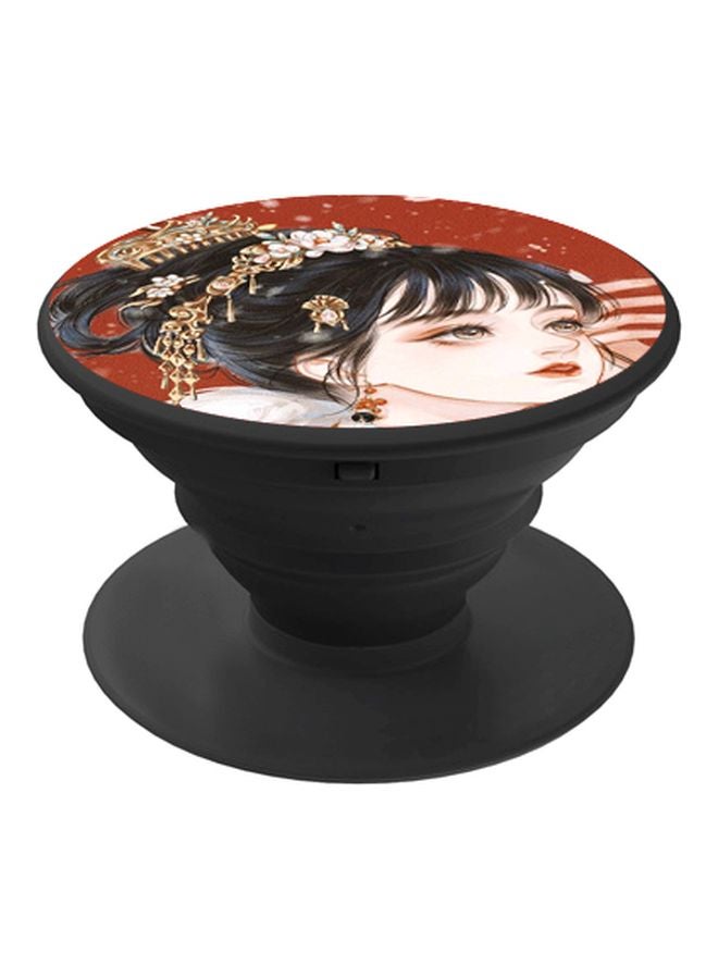 بي بي حامل هاتف على شكل مقبض أصابع منبثق بطبعة رسومات كرتونية بيج/ أسود/ أحمر - Image 1