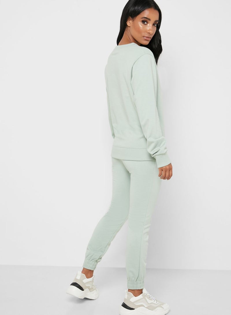 Essential Sweatshirt Jogger Set Mint Green