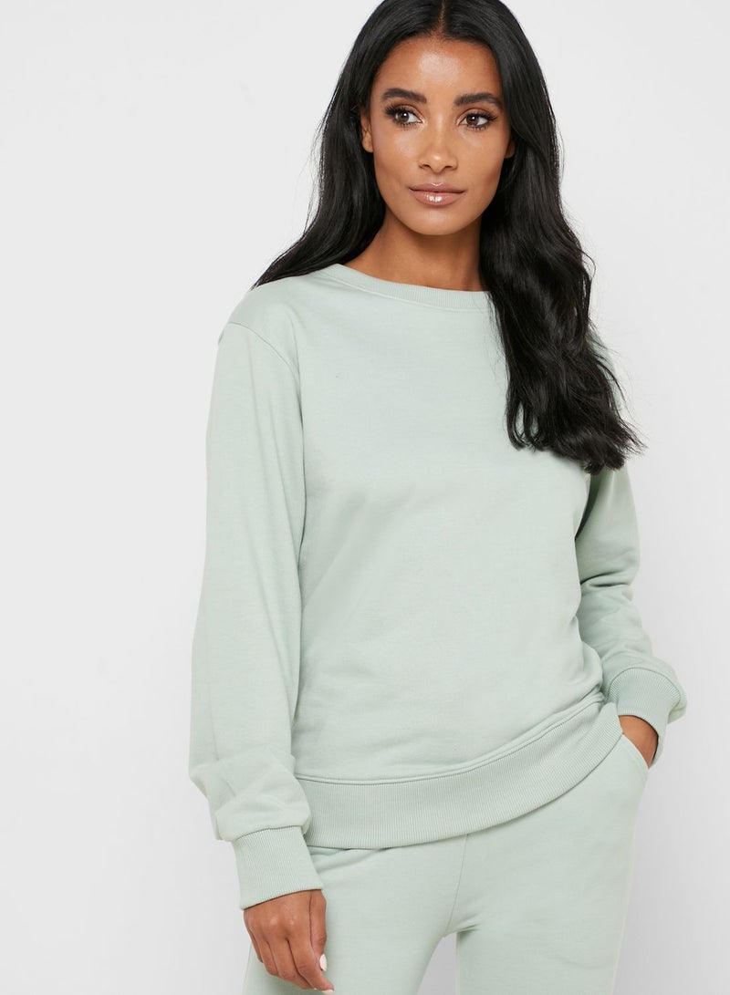 Essential Sweatshirt Jogger Set Mint Green