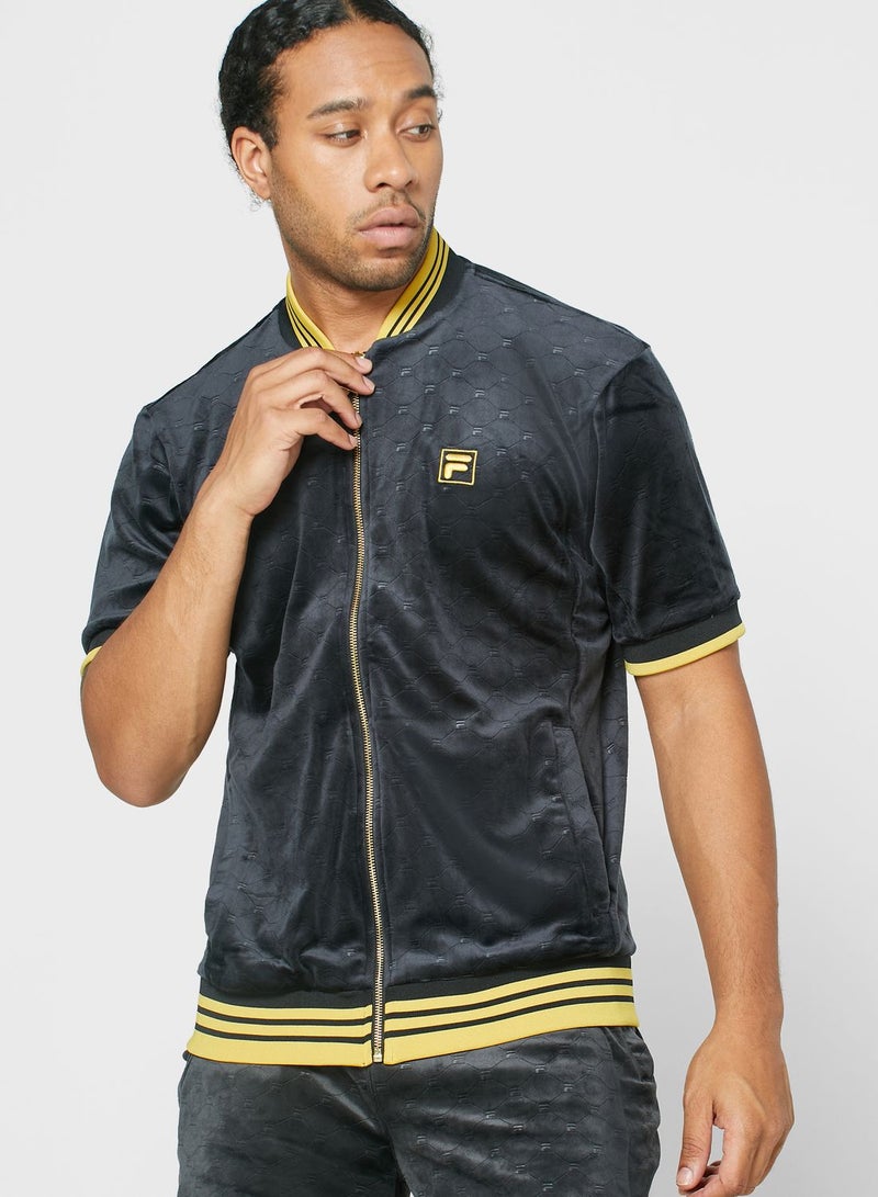FILA Cameron Velour Ribbed Track Jacket Grey - Image 1